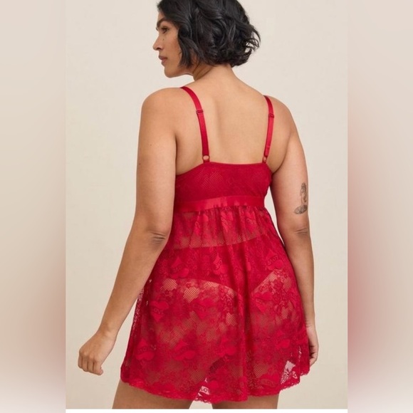 Torrid NWT Red Tattoo Lace Babydoll Chemise - Picture 3 of 5